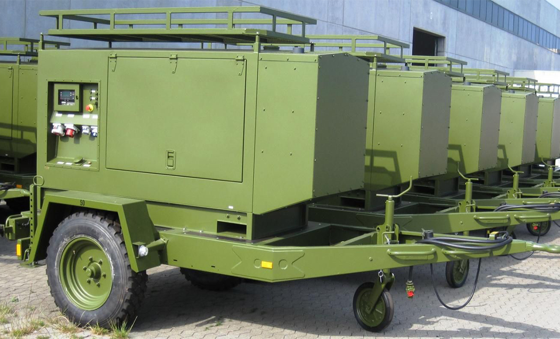 Nye mobile generatorer til Forsvaret - her 35kW på række